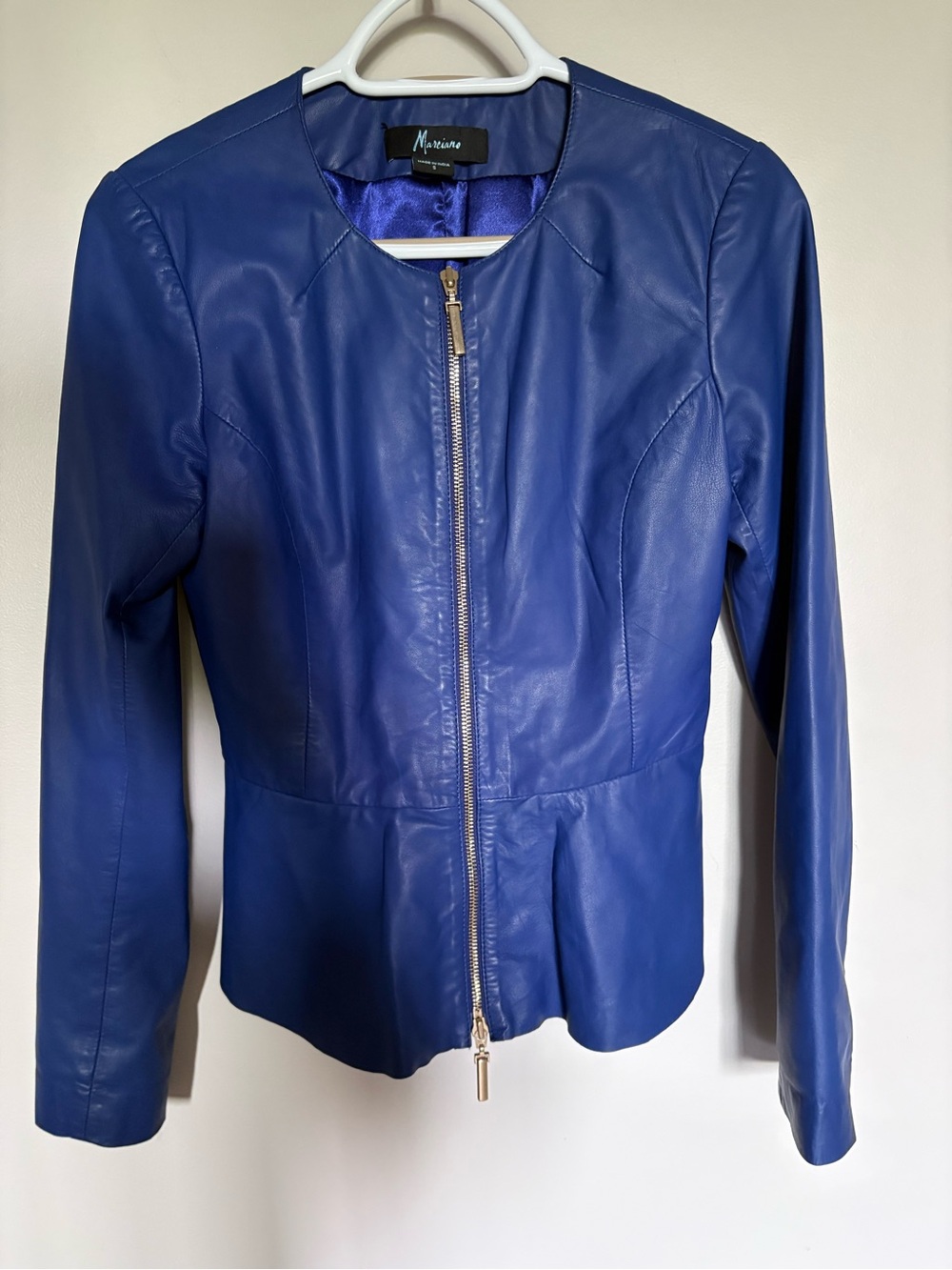 Marciano  Royal Blue 100% lamb Leather Zip Jacket